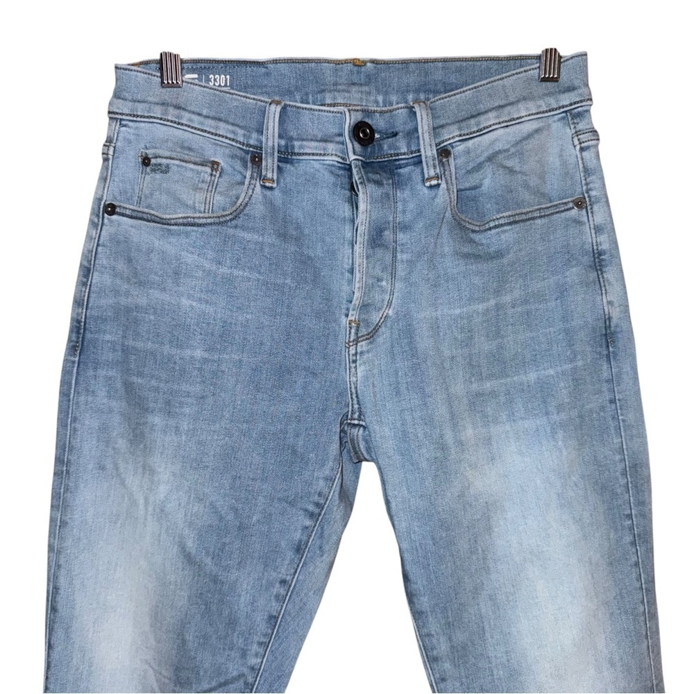 G STAR Raw 3301 Slim Light Blue Button Fly Jeans Skater Pants Size 29 X 30 - Picture 2 of 14